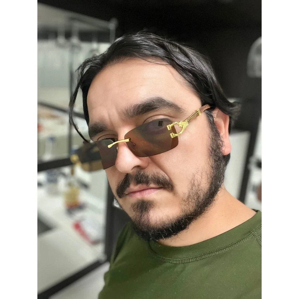 Sunglasses Dark Brown Lens Gold Frame Gangster Style Vintage Sophisticated Model